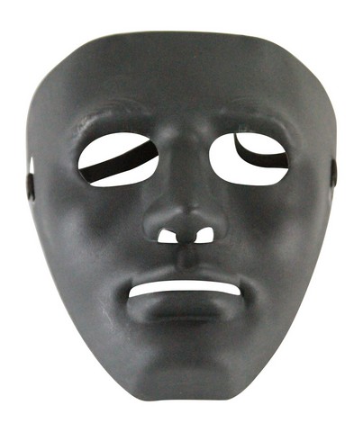 Kayso Az001bk Matte Black Full Face Dance Plastic Costume Mask - One Size