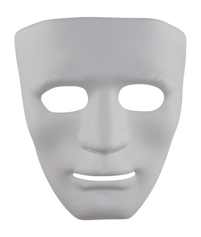 Kayso Az001wh White Full Face Dance Plastic Costume Mask - One Size