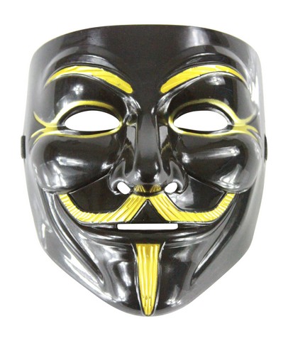 Kayso Az002bk Black & Gold V For Vendetta Guy Fawkes Plastic Costume Mask - One Size