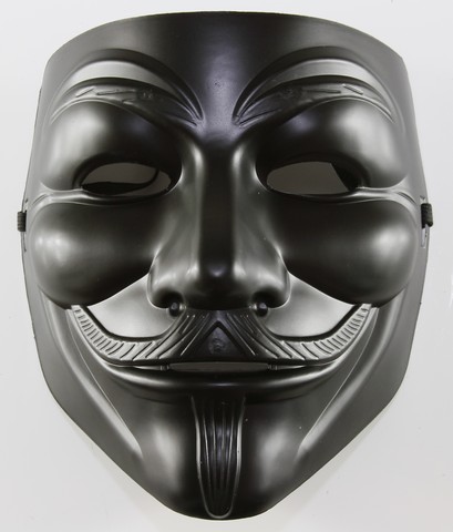 Kayso Az002mbk Black V For Vendetta Guy Fawkes Plastic Costume Mask - One Size