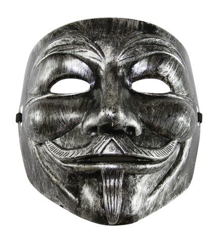 Kayso Az002sl Silver V For Vendetta Guy Fawkes Plastic Costume Mask - One Size