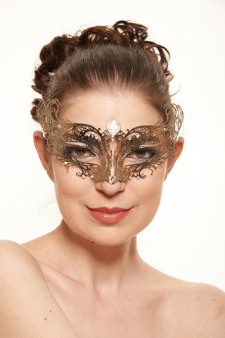 Kayso Ba003sl Silver Classic Venetian Laser Cut Masquerade Mask With Clear Rhinestones - One Size