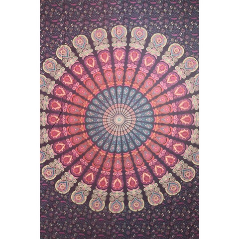 Kayso Tp017 Red Peacock Feathers Mandala Tapestry, Large