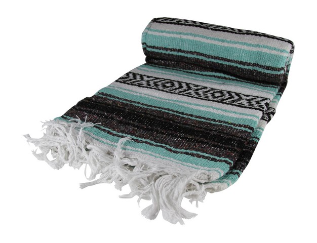 Kayso Sw200m-gn Teal Green Mexican Blanket, 65 X 45 In.