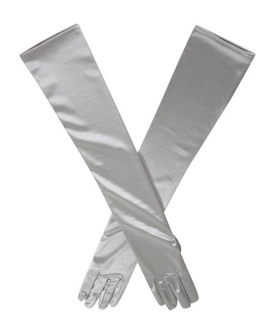 Kayso 30104sl Elbow Length Silver Satin Gloves