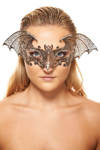 Kayso Bg003sl Silver With Clear Rhinestones Luxury Metallic Bat Laser Cut Masquerade Mask - One Size