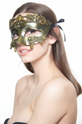 Kayso Gm001gd Rustic Gold Roman Mythological Warrior Masquerade Mask - One Size