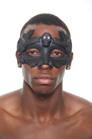 Kayso Gm005bk Matte Black Mythological Gladiator Inspired Venetian Masquerade Mask - One Size