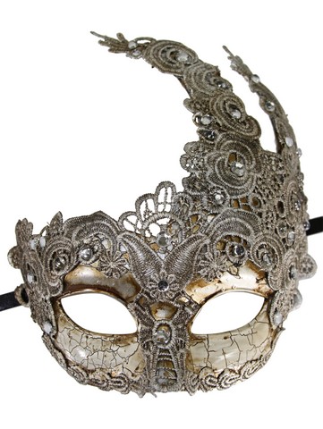 Kayso Lm006b Vintage Gray Lace Plastic Mask