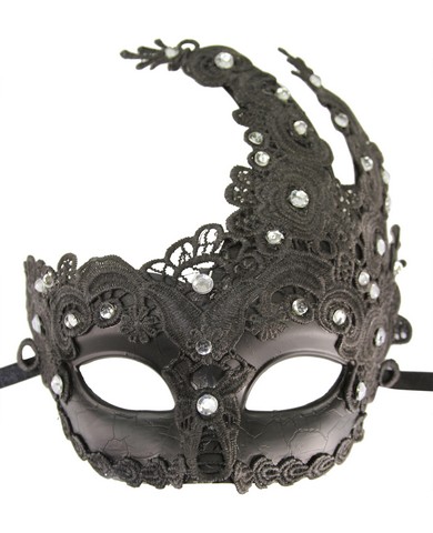 Kayso Lm006c Vintage Black Lace Plastic Mask