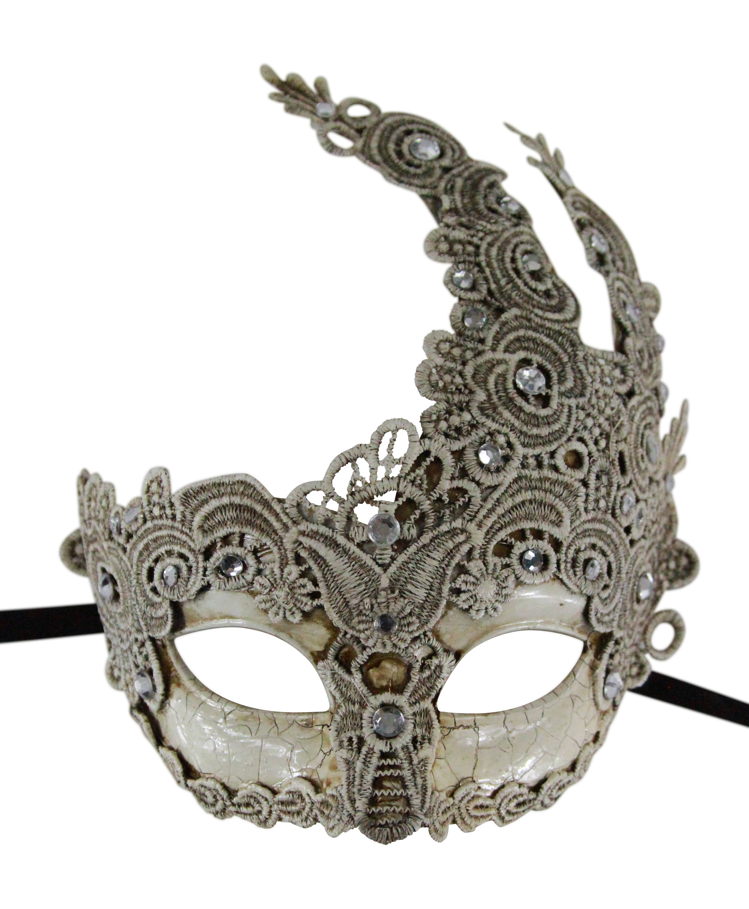 Kayso Lm006d Vintage Beige Gold Lace Mask With Plastic Underlining