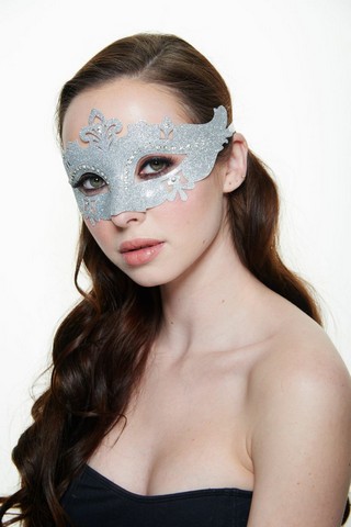 Kayso Pm001gsl Silver Plastic Masquerade Mask With Glitter & Clear Rhinestones