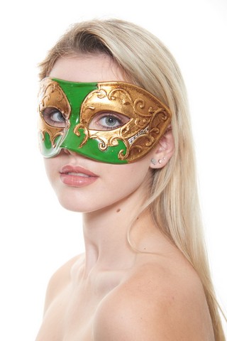 Kayso Pm015gn Green & Gold Venetian Musical Masquerade Mask