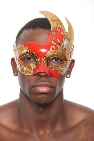 Kayso Pm021rd Red & Gold Plastic Venetian Masquerade Mask