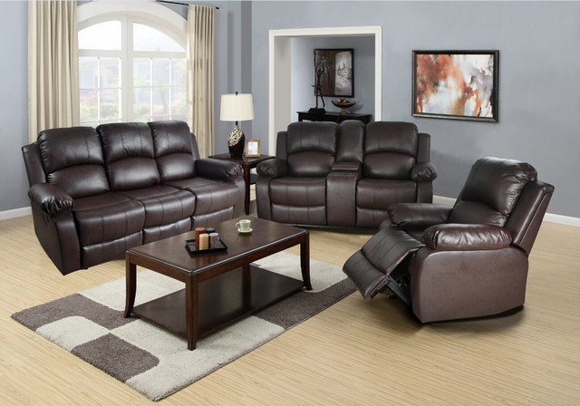 Lgs2890 Utica Reclining Sofa Set, Dark Brown - 40 X 82 X 37 In.