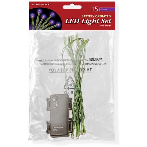 National Tree Ls-883-15p-b 15 Bulb Purple Battery Operated Led Lights In Poly Bag