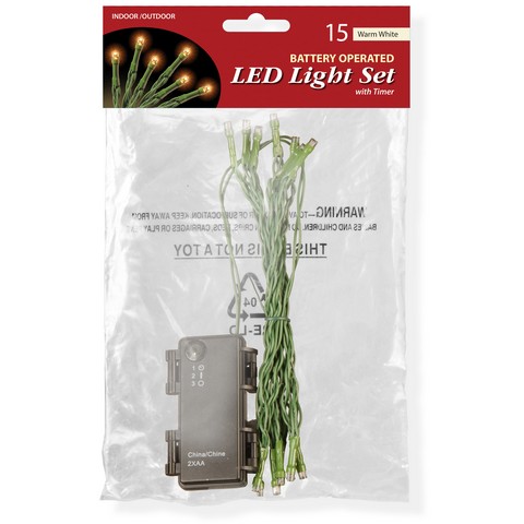 National Tree Ls-883-15w-b 15 Bulb Warm White Battery Operated Led Lights In Poly Bag