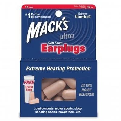 92 Macks Ultra Safesound Soft Foam Earplugs, 10 Pair