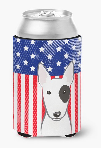 American Flag & Bull Terrier Can Or Bottle Hugger