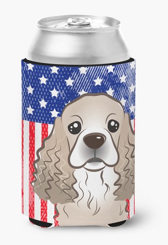 American Flag & Cocker Spaniel Can Or Bottle Hugger