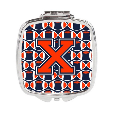 UPC 638508333452 product image for CJ1066-XSCM Letter X Football Orange, Blue & White Compact Mirror | upcitemdb.com
