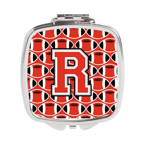 UPC 638508333650 product image for CJ1067-RSCM Letter R Football Scarlet & Grey Compact Mirror | upcitemdb.com