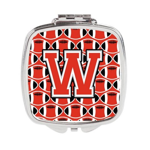 UPC 638508333704 product image for CJ1067-WSCM Letter W Football Scarlet & Grey Compact Mirror | upcitemdb.com