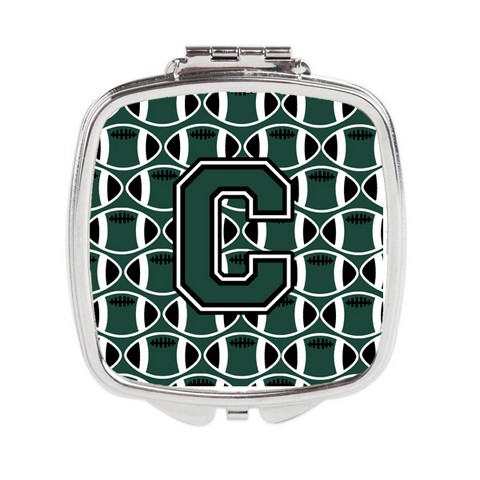 Cj1071-cscm Letter C Football Green & White Compact Mirror