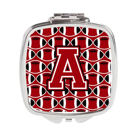 Cj1073-ascm Letter A Football Red, Black & White Compact Mirror