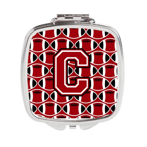 Cj1073-cscm Letter C Football Red, Black & White Compact Mirror