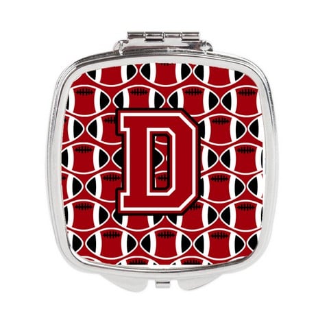 Cj1073-dscm Letter D Football Red, Black & White Compact Mirror