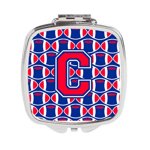 Cj1076-cscm Letter C Football Harvard Crimson & Yale Blue Compact Mirror