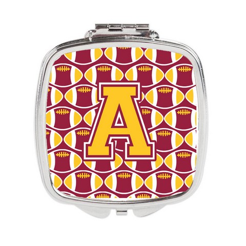 Cj1081-ascm Letter A Football Maroon & Gold Compact Mirror