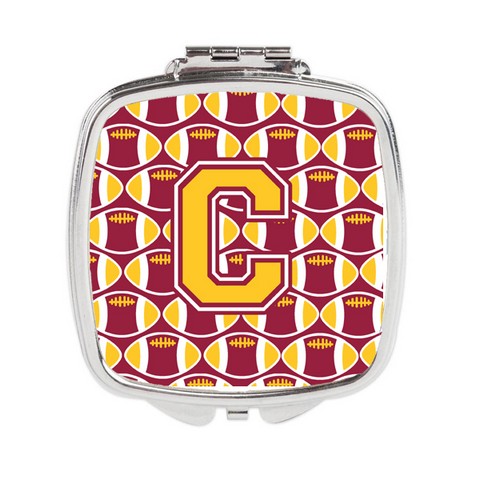 Cj1081-cscm Letter C Football Maroon & Gold Compact Mirror