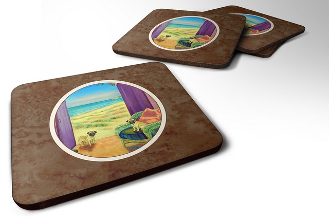 7183FC Pug Foam Coaster, Set of 4