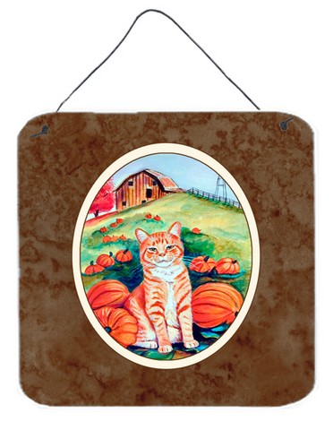 7123ds66 Tabby Cat In Pumpins Wall Or Door Hanging Prints