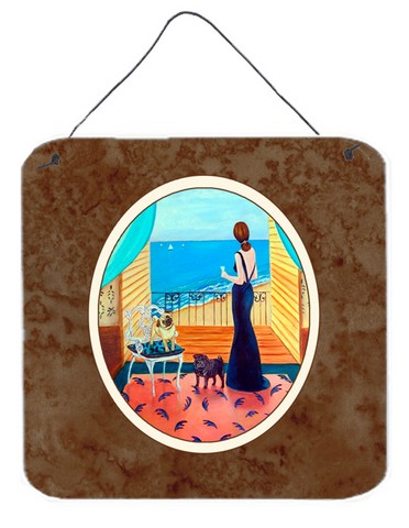 7133ds66 Lady With Her Pug Wall Or Door Hanging Prints, 6 X 0.02 X 6 In.