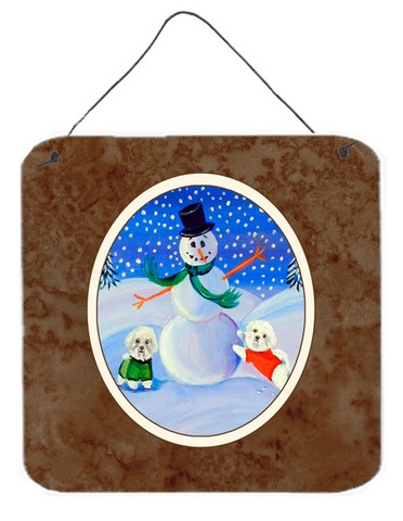 7145ds66 Snowman Bichon Frise Wall Or Door Hanging Prints