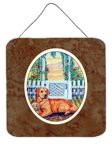 7148ds66 Golden Retriever & Puppy At The Fence Wall Or Door Hanging Prints
