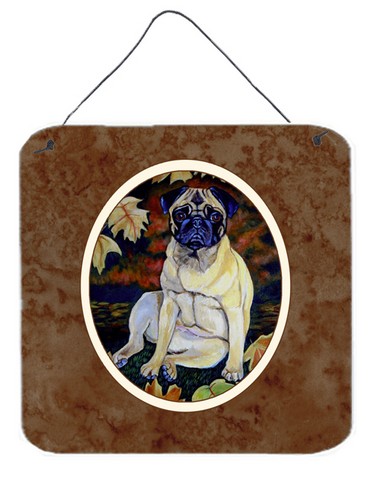 7160ds66 Fawn Pug In Fall Leaves Wall Or Door Hanging Prints