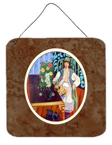 7265ds66 Lady With Her Pug Wall Or Door Hanging Prints, 6 X 0.02 X 6 In.