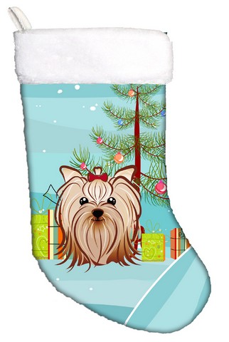 Bb1576cs Christmas Tree & Yorkie Yorkishire Terrier Christmas Stocking