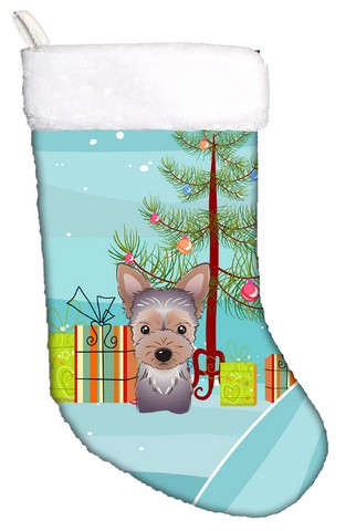 Bb1604cs Christmas Tree & Yorkie Puppy Christmas Stocking