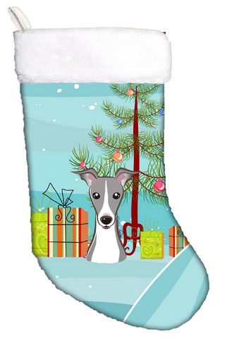Bb1608cs Christmas Tree & Italian Greyhound Christmas Stocking