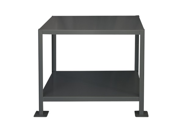 14 Gauge Medium Duty Machine Tables With 2 Shelves, Gray - 36 X 18 X 30 In.