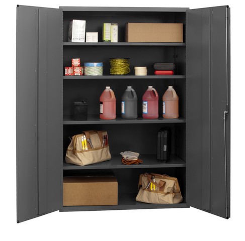 14 Gauge Flush Door Style Lockable Shelf Cabinet With 4 Adjustable Shelves, Gray - 48 In.
