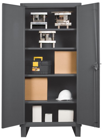 3702-4s-95 14 Gauge Recessed Door Style Lockable Shelf Cabinet With 4 Adjustable Shelves, Gray - 36 In.
