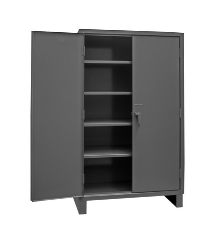 3703-4s-95 14 Gauge Recessed Door Style Lockable Shelf Cabinet With 4 Adjustable Shelves, Gray - 48 X 24 X 78 In.