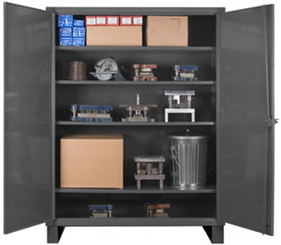 16 Gauge Recessed Door Style Lockable Mobile Cabinet With 4 Adjustable Shelves, Gray - 48 In.