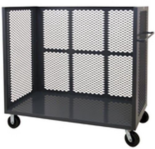 14 Gauge 3 Sided Mesh Stock Truck With Tubular Push Handle, Gray - 72 In.